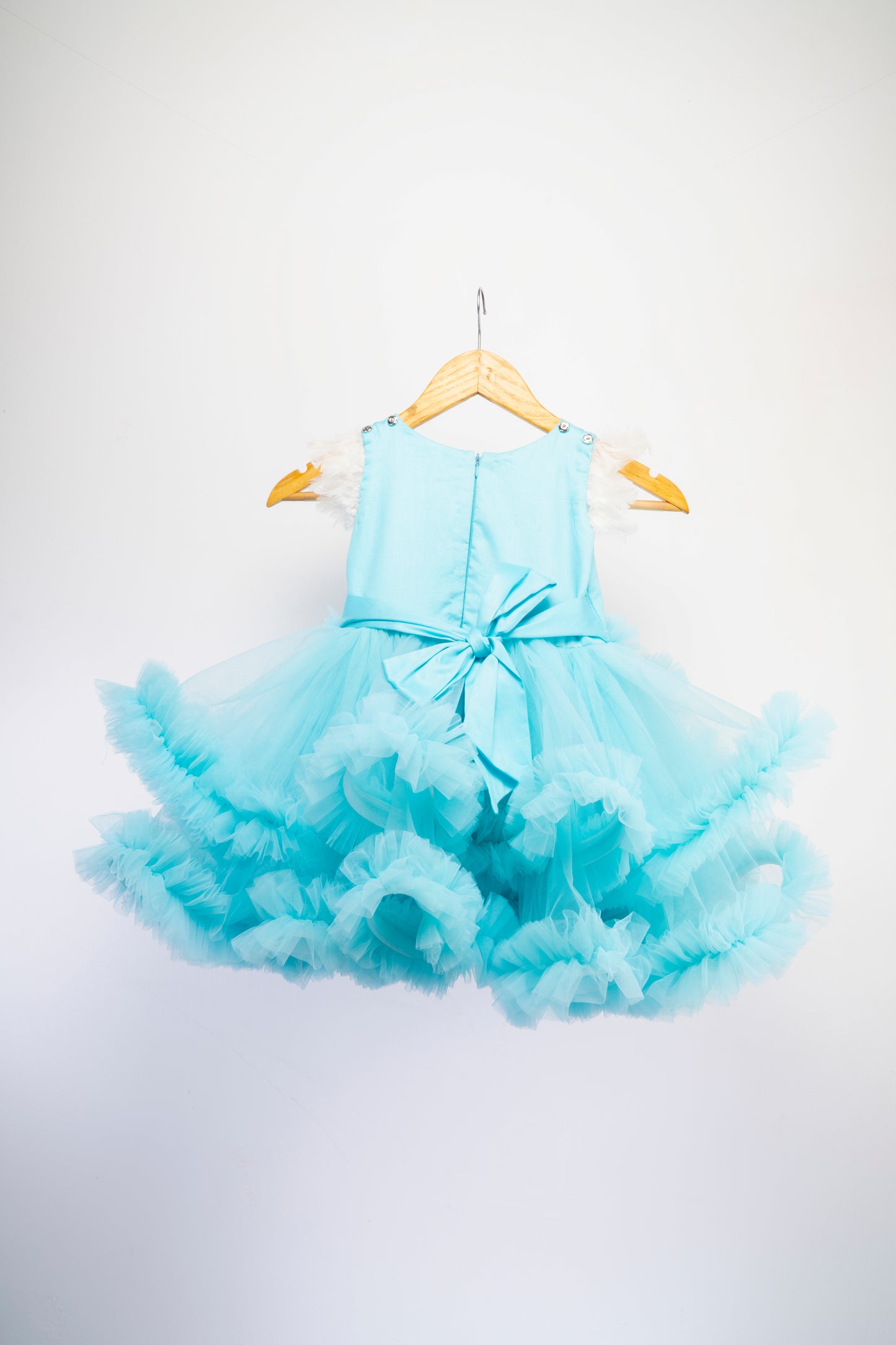 Elsa Layered Floss Dress With Detachable Trail
