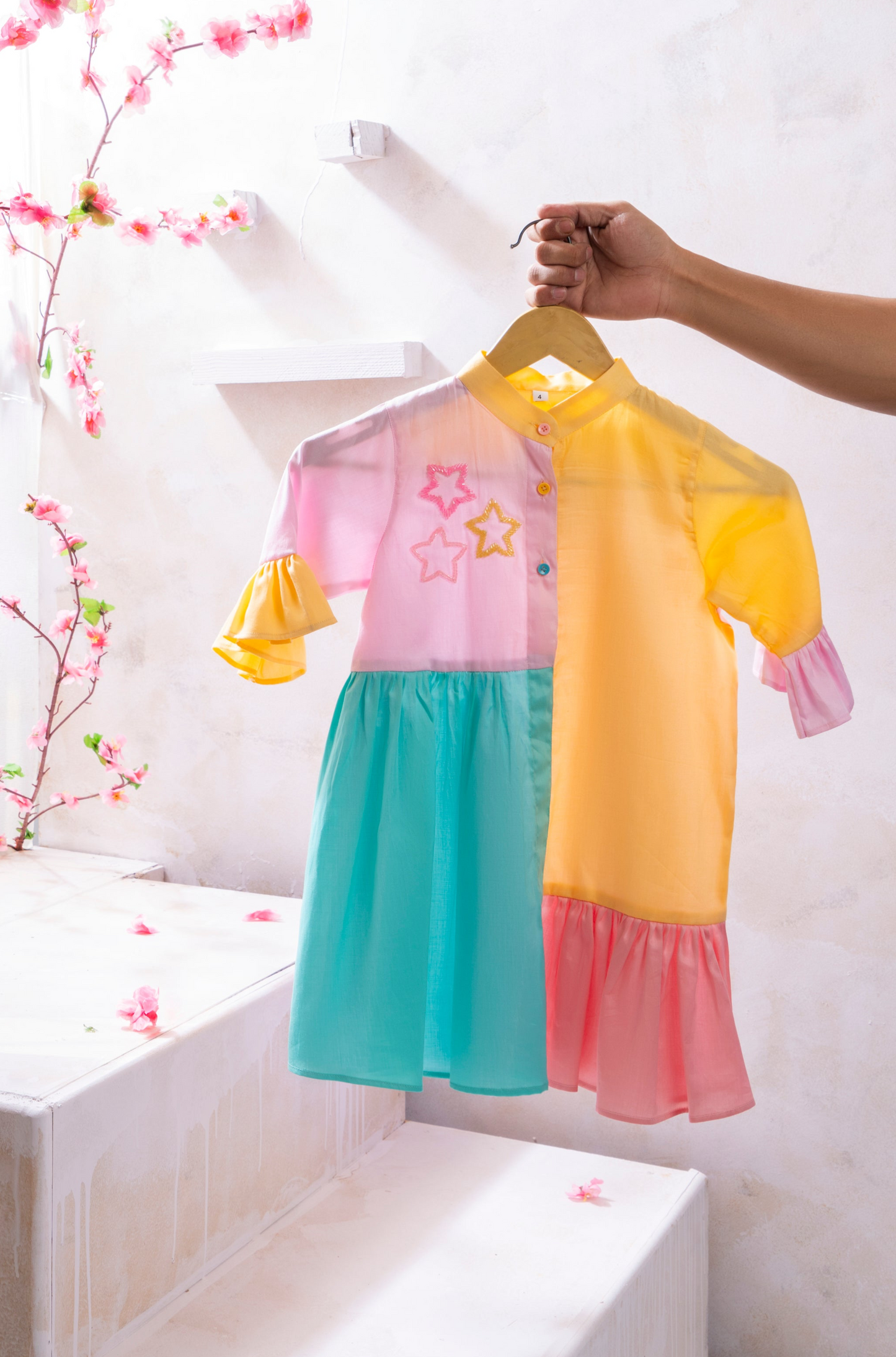 Star Colorblock Shirt Dress