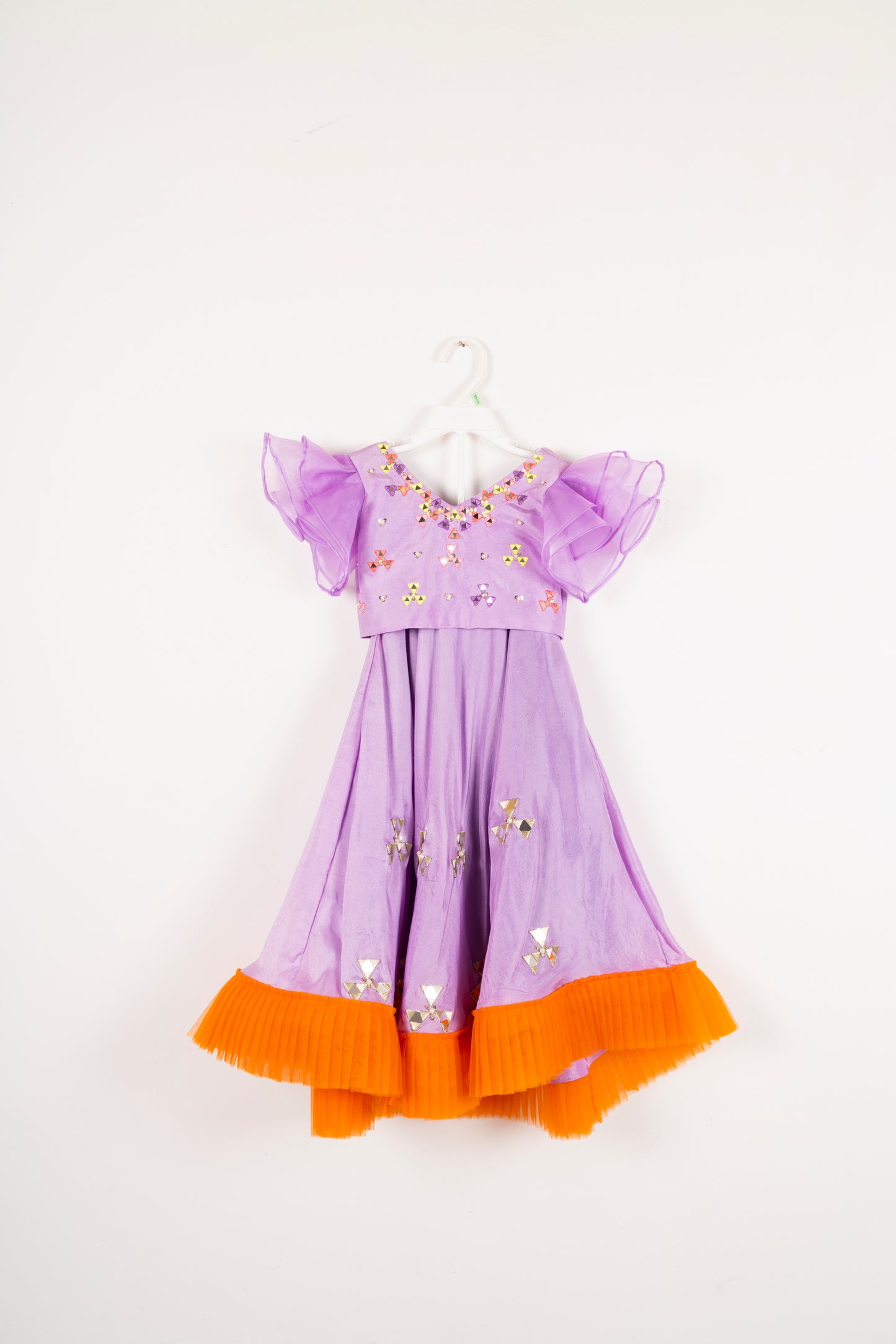 Lavender and Orange Lehnga Set