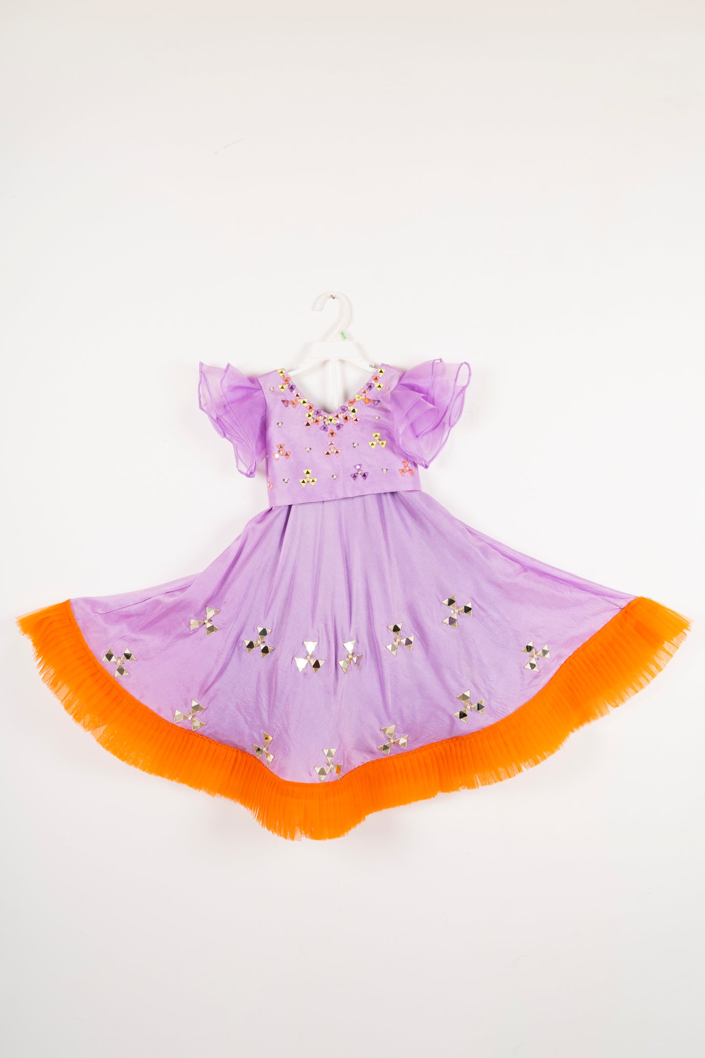 Lavender and Orange Lehnga Set