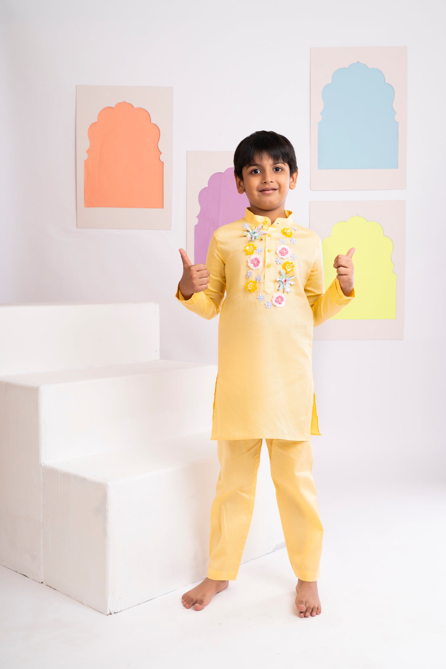 Floral Glaze Kurta Set for Boys