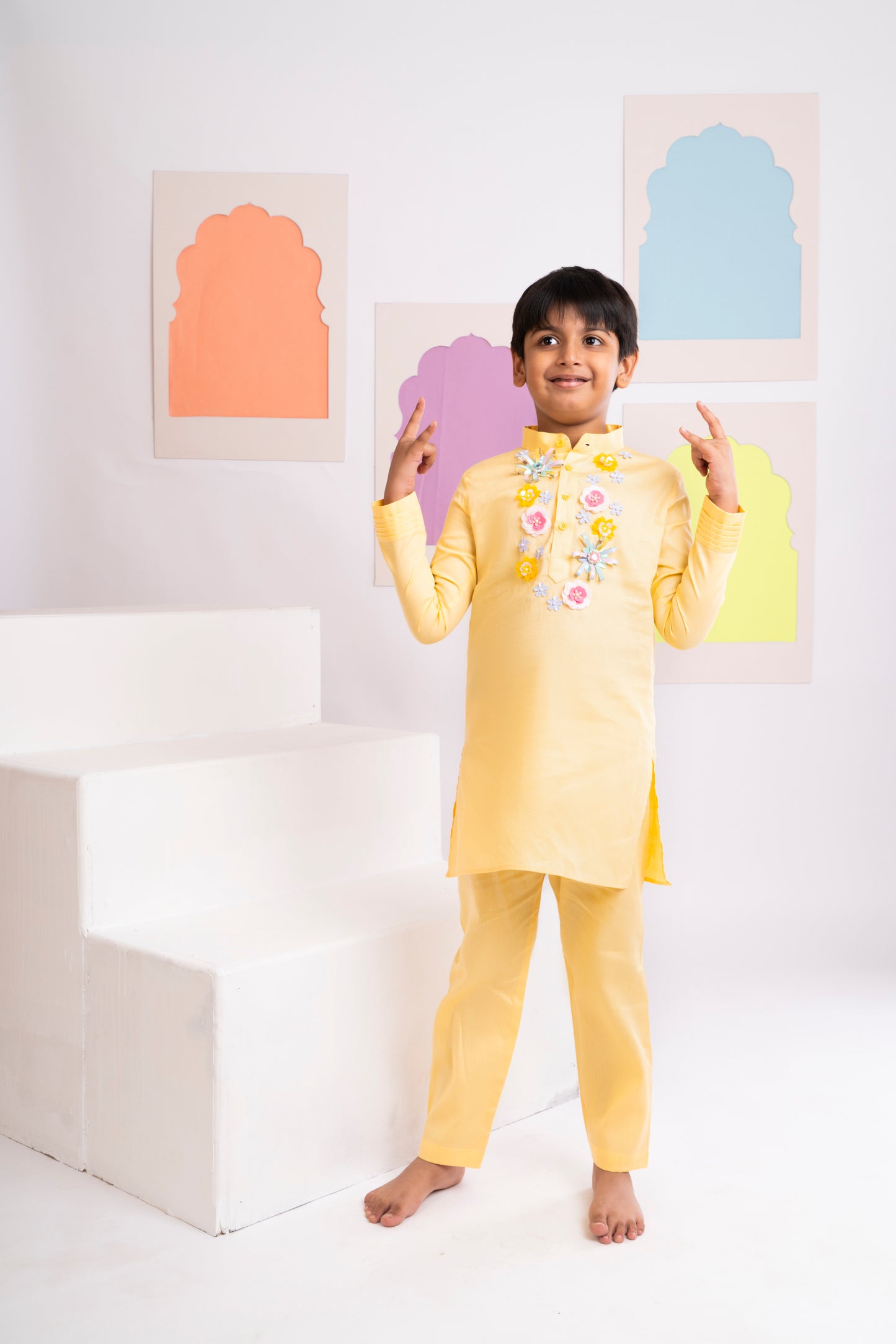 Floral Glaze Kurta Set for Boys