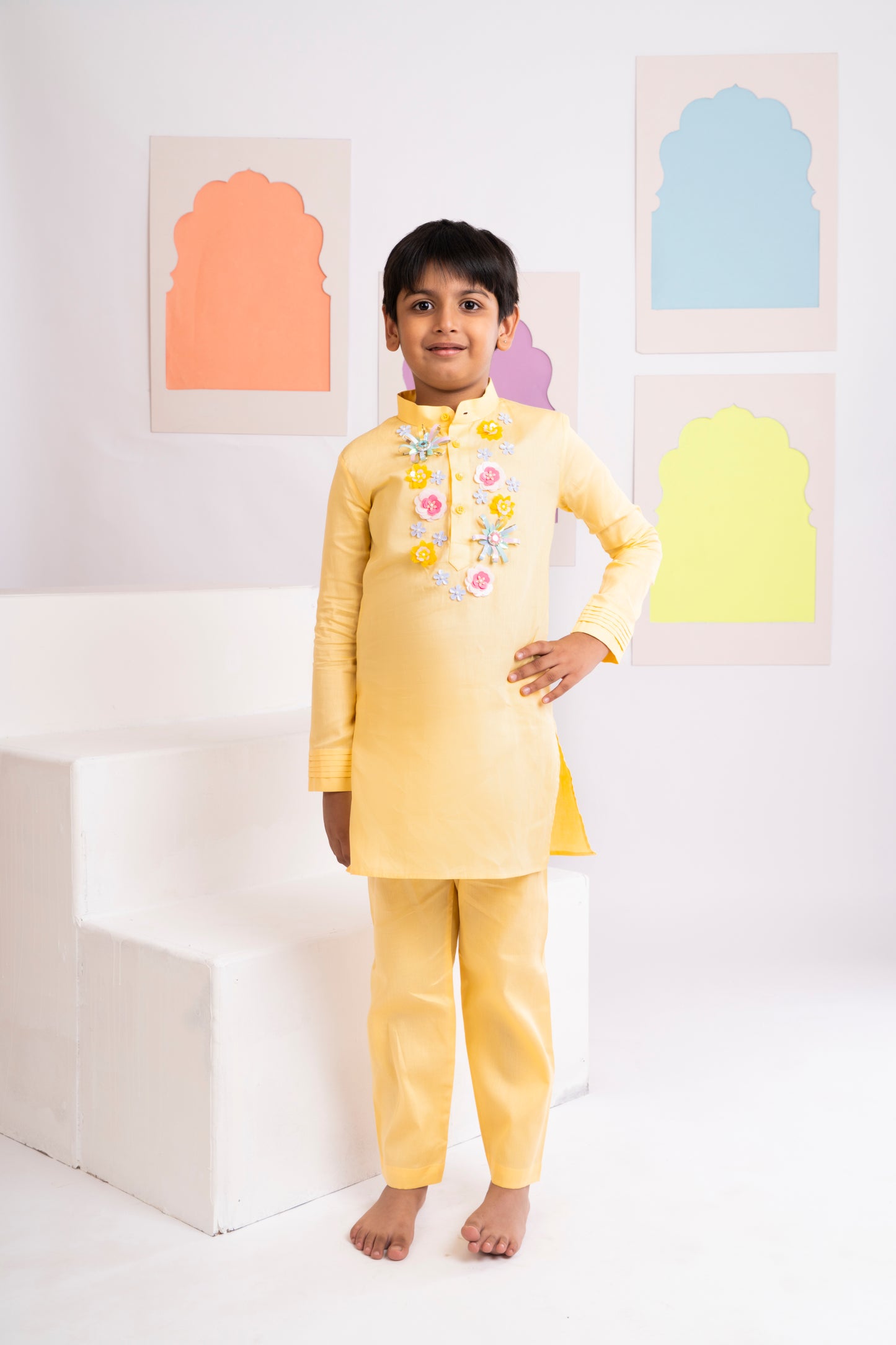 Floral Glaze Kurta Set for Boys
