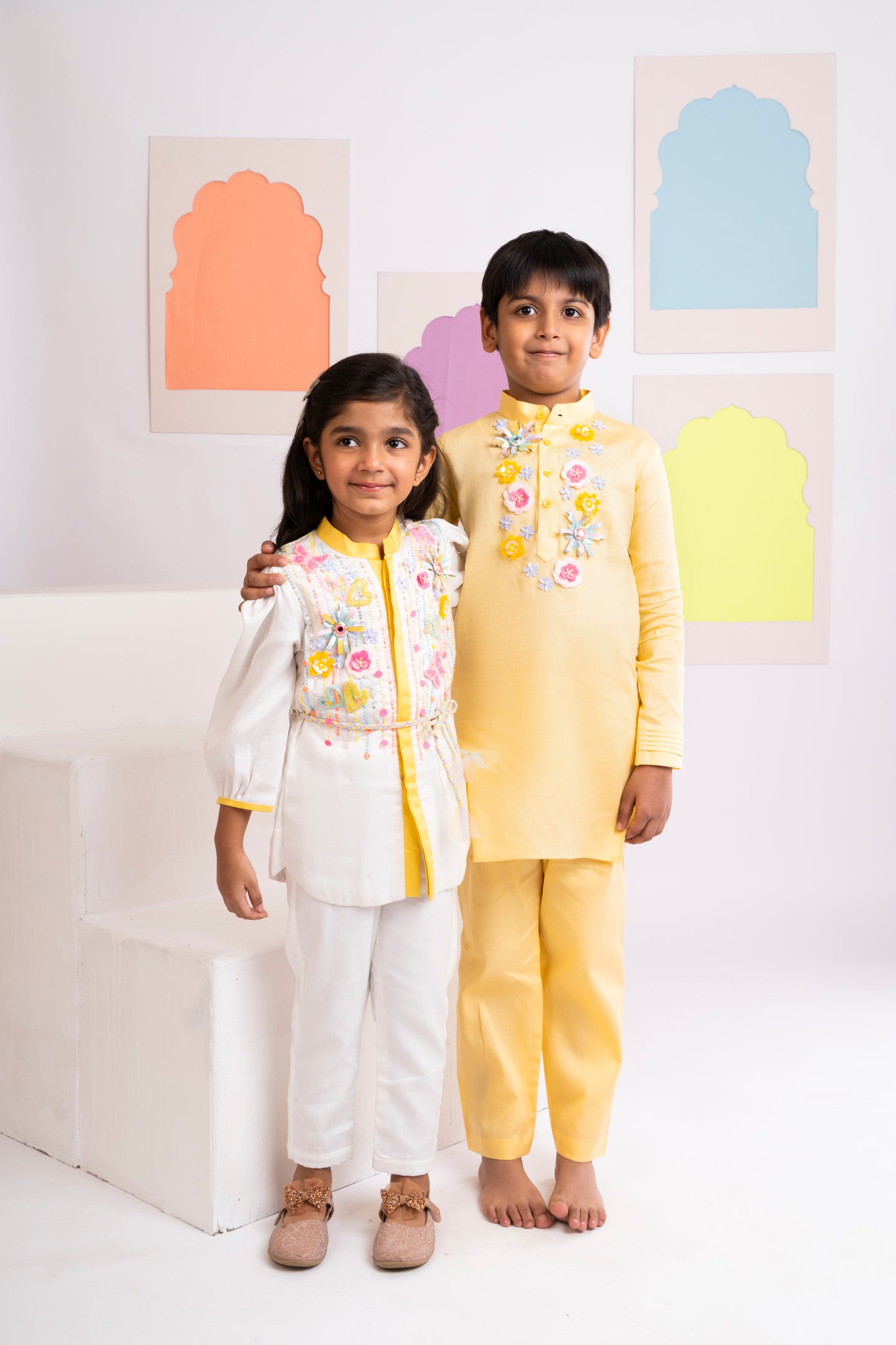Floral Glaze Kurta Set for Boys