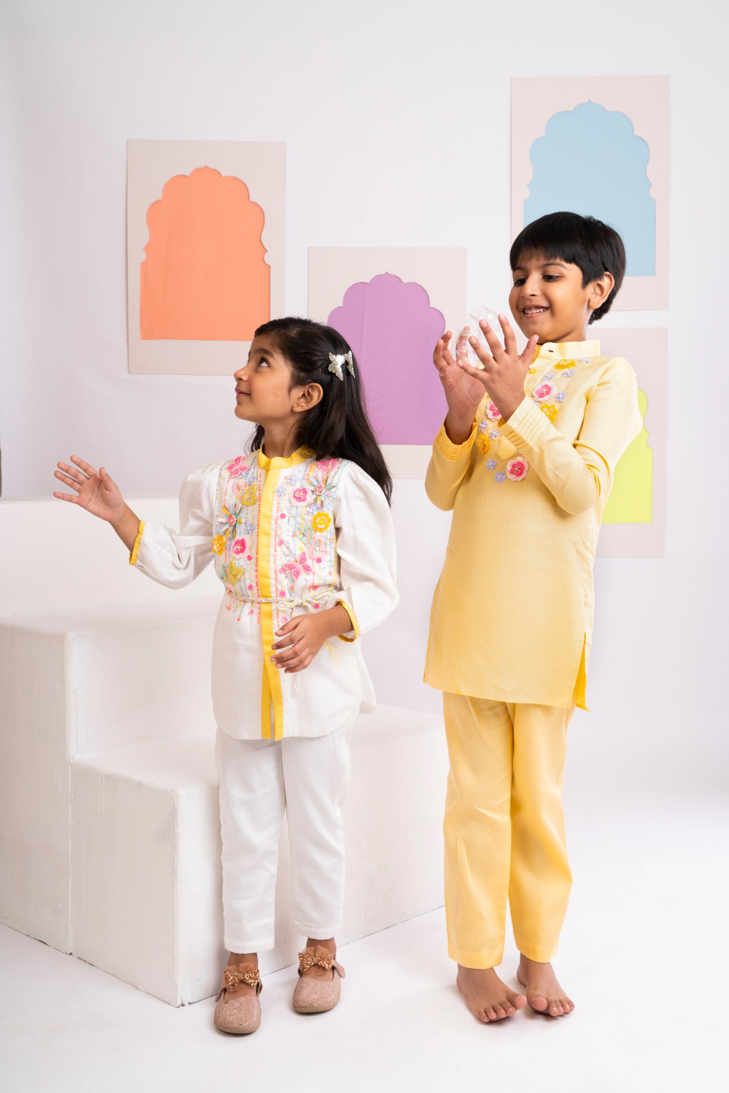 Floral Glaze Kurta Set for Boys