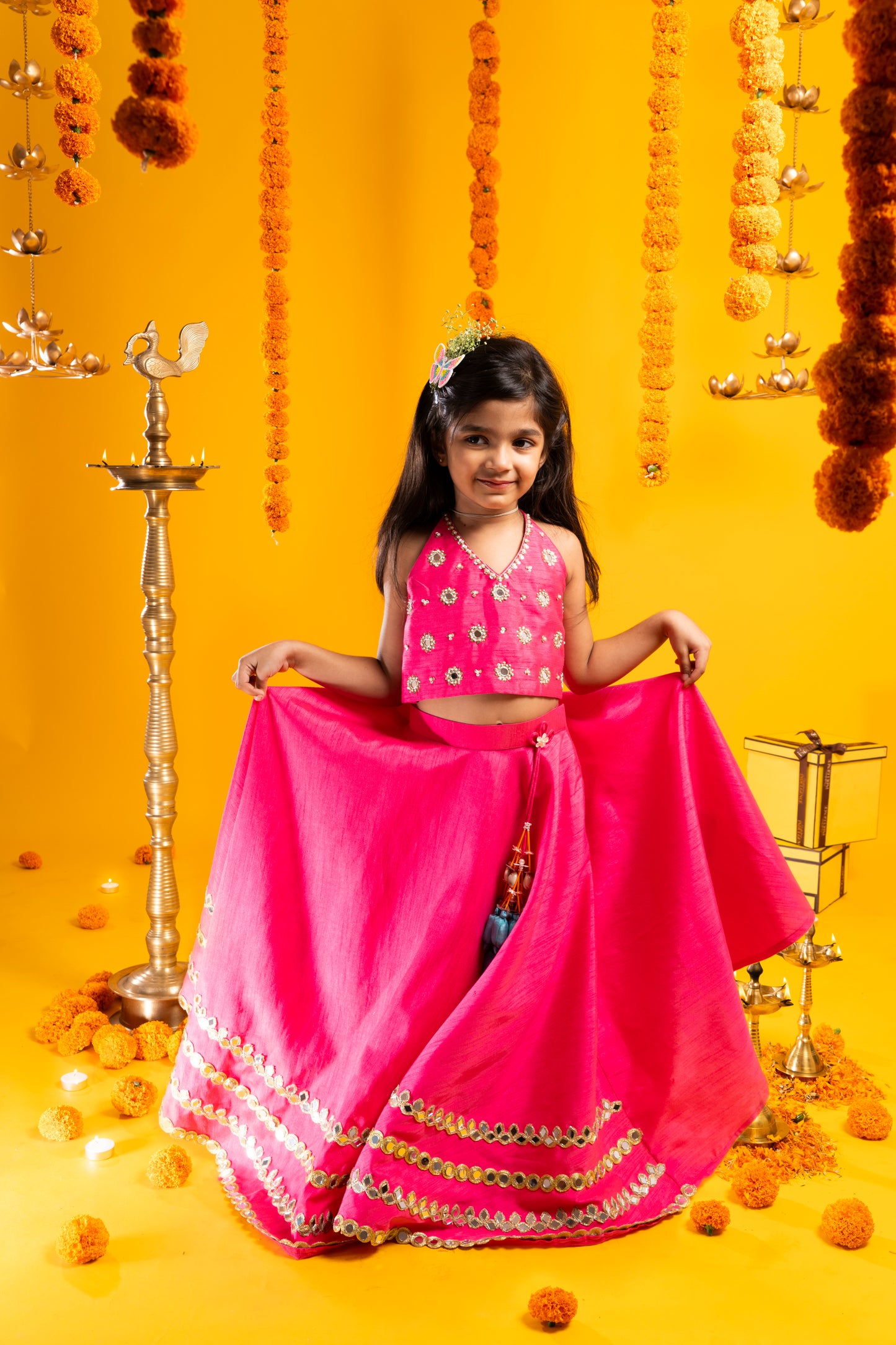 Rani Pink Sitara Halter Blouse Lehnga Set