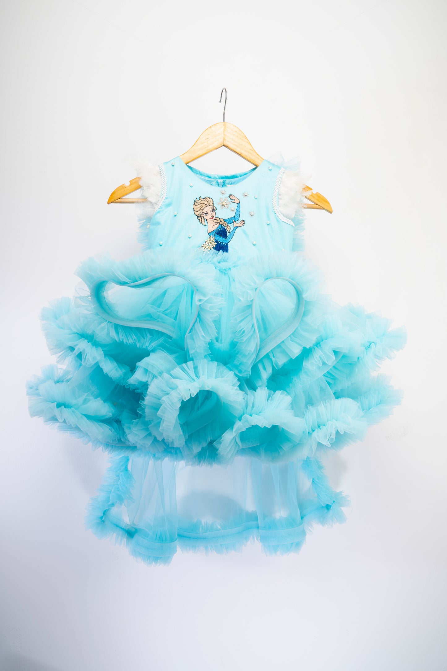 Elsa Layered Floss Dress With Detachable Trail